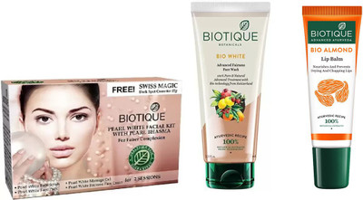 

BIOTIQUE BIO Pearl White Facial Kit, Bio White Advanced Fairness Face Wash, lip balm(Set of 3)