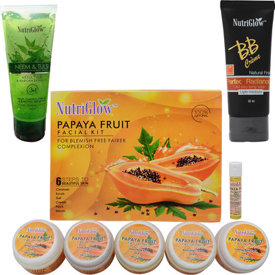

NutriGlow Combo of Papaya facial kit, Neem and Tulsi Face wash With BB cream(Set of 1)
