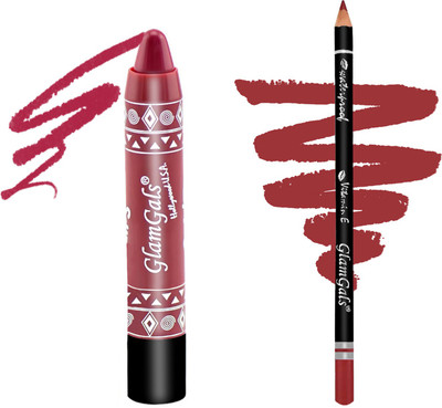 

glamgals 24/7 Lip Color Long Lasting Moisturising Kissproof Lipstick pencil 3.7 gm & Get Lip Liner Pencil(Set of 2)