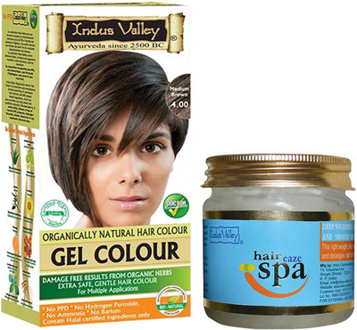 

Indus Valley Organically Natural Gel Medium Brown Chemical Free Hair Color with Deep Nourishing Hair Eaze Spa Combo Kit(Set of 2)