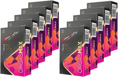 

KamaSutra ORGASMAX Ultra Premium 4 in 1 Ribbed, Dotted, Contoured, Climax Delay, Combo Pack 12X10=120 (Concealed/Confidential Packaging) Condom(Set of 10, 120S)