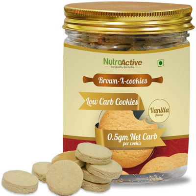 

NutroActive BrownXcookies Low Carb High Protein Gluten Free Vanila Flavour 54 Coin Size Cookies (210g)(210)
