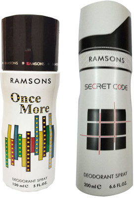

RAMSONS ONCE MORE DEODORANT SPRAY 150ML+SECRET CODE DEODORANT SPRAY 200ML Deodorant Spray - For Men(150 ml)