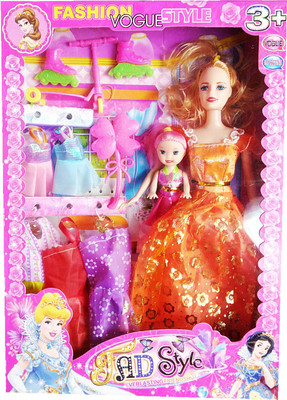 

TALKING GANESHA Beautiful 30 CMS Fashion Doll With Baby, Dresses, Roller Skates & Bicycle Doll Set For Girls - Model 1(Multicolor)