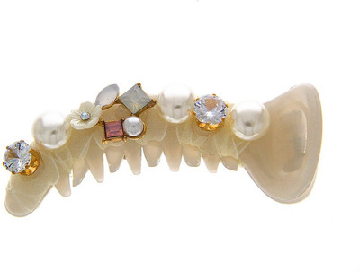 Anuradha Art Jewellery Party Wear Banana Clip Banana Clip(White)