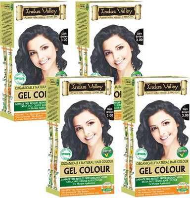 

Indus Valley Organically Natural Gel Dark Brown 3.00 (Set of 4) Hair Color(Dark Brown 3.00)