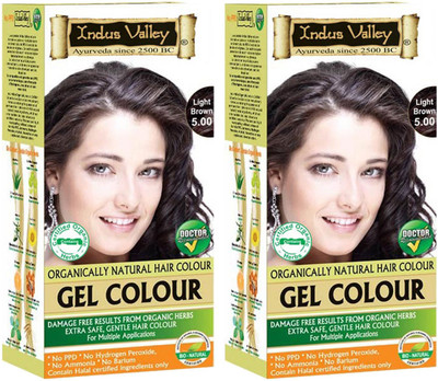 

Indus Valley Organically Natural Gel Light Brown 5.0- Twin Pack- Hair Color(Light Brown 5.0)