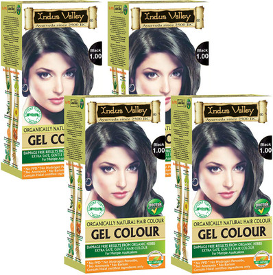 

Indus Valley Organically Natural Extra safe Gel Black 1.00 (Pack of 4) Hair Color(Black 1.00)