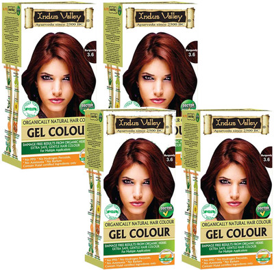 

Indus Valley Organically Natural Gel Burgundy 3.6 (Pack of 4) Peroxide Free Hair Color(Burgundy 3.6)