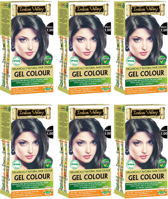 

Indus Valley Organically Natural Gel Black 1.00 Herbal for Moustache & Beard (Pack of 6) Hair Color(Black 1.00)