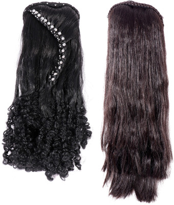 

HONBON combo Wig for Women And Girls, Juda Accessories for Women and girls, Extension 20-21 and 30-32 Inches (Brown) Hair Extension