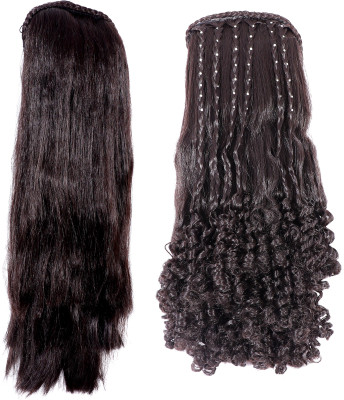 

HONBON combo Wig for Women And Girls, Juda Accessories for Women and girls, Extension 20-21 and 30-32 Inches (Brown) Hair Extension