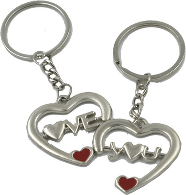 faynci Love You twin Heart Couple Key Chain Gifting for Valentine Day/Birthday/Friendship Day Key Chain