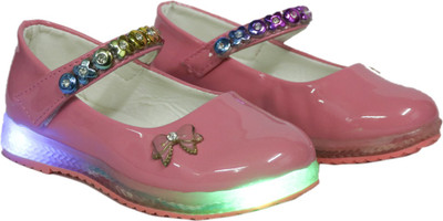 

FEETWELL Girls Velcro Ballerinas(Pink