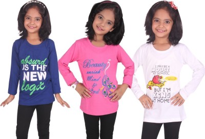 FASHA Girls Casual Cotton Blend Full Sleeve Top(Multicolor, Pack of 3)