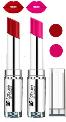 

Forsure Full Day Lasting Velevt Matte Lipstick (Set of 2)(Sweet Red, Rose Pink)