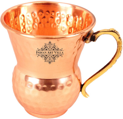 

IndianArtVilla Copper Hammered Copper Mug(400 ml), Brown