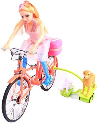 

Bestie Toys Barbie Competition Bicycle Bike Doll Toys for Kids with Light & Sound(Multicolor)