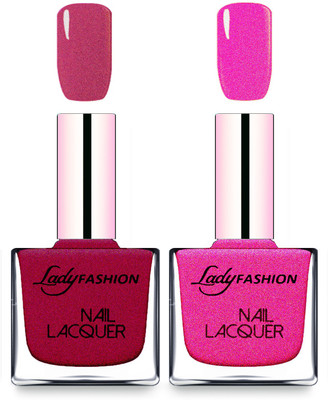 

Lady Fashion Cube Shaped Made In India Nail Polish Maroon, Mettalic Pink(Pack of 2)