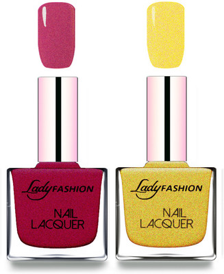 

Lady Fashion Cube Shaped Made In India Nail Polish Maroon, Golden(Pack of 2)