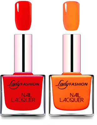 

Lady Fashion Cube Shaped Made In India Nail Polish Red, Juicy Green(Pack of 2)