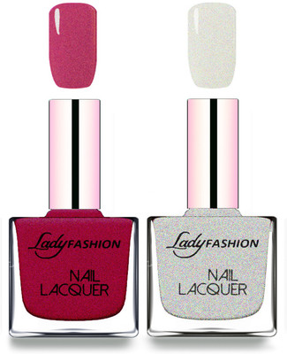 

Lady Fashion Cube Shaped Made In India Nail Polish Maroon, Grey(Pack of 2)