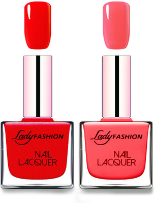 

Lady Fashion Cube Shaped Made In India Nail Polish Red, Baby Pink(Pack of 2)