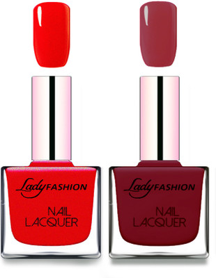 

Lady Fashion Cube Shaped Made In India Nail Polish Red, Voilet(Pack of 2)