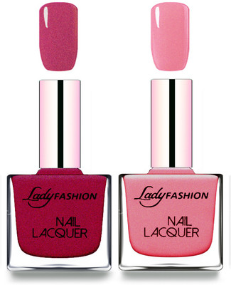

Lady Fashion Cube Shaped Made In India Nail Polish Maroon, Silky Pink(Pack of 2)