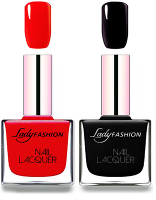 

Lady Fashion Cube Shaped Made In India Nail Polish Red, Black(Pack of 2)