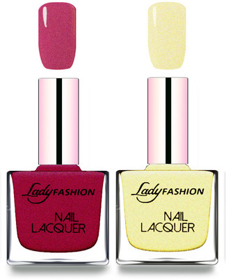

Lady Fashion Cube Shaped Made In India Nail Polish Maroon, Mettalic Gold(Pack of 2)