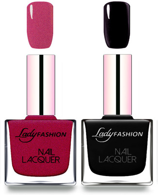 

Lady Fashion Cube Shaped Made In India Nail Polish Maroon, Black(Pack of 2)