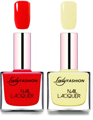 

Lady Fashion Cube Shaped Made In India Nail Polish Red, Mettalic Gold(Pack of 2)