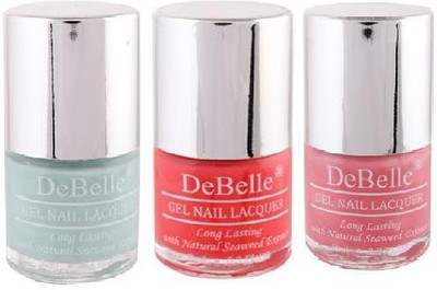 

DeBelle Gel Nail Lacquer 8 ml each Kit of 3 (Mint blue, Coral orange & Pink) Mint Amour,Princess Belle’ ,Miss Bliss(Pack of 3)