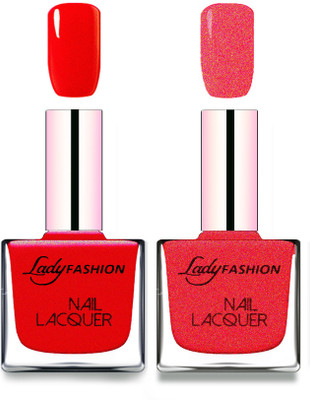 

Lady Fashion Cube Shaped Made In India Nail Polish Red, Pink(Pack of 2)