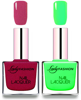 

Lady Fashion Cube Shaped Made In India Nail Polish Maroon, Light Green(Pack of 2)