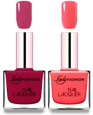 

Lady Fashion Cube Shaped Made In India Nail Polish Maroon, Baby Pink(Pack of 2)