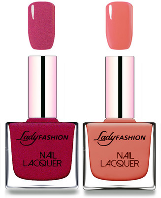 

Lady Fashion Cube Shaped Made In India Nail Polish Maroon, Nude(Pack of 2)