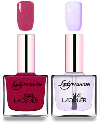 

Lady Fashion Cube Shaped Made In India Nail Polish Maroon, Top Coat(Pack of 2)