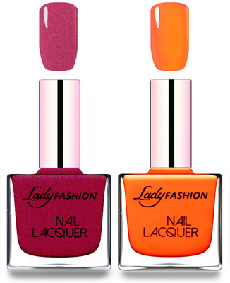 

Lady Fashion Cube Shaped Made In India Nail Polish Maroon, Juicy Orange(Pack of 2)