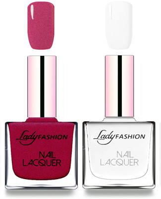 

Lady Fashion Cube Shaped Made In India Nail Polish Maroon, White(Pack of 2)