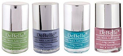 

DeBelle Gel Nail Lacquer 8ml Each Combo kit of 4 Mystique Green,Royale Cocktail,Blueberry Bliss , Laura Aura(Pack of 4)
