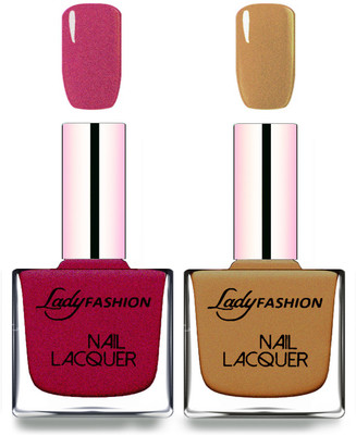 

Lady Fashion Cube Shaped Made In India Nail Polish Maroon, Mettalic Brown(Pack of 2)