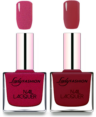 

Lady Fashion Cube Shaped Made In India Nail Polish Maroon, Violet(Pack of 2)