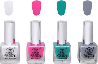

Lips & Tips Premium Collection Nail polish - Combo set of 4 Exclusive Nail Enamels - White, Flirty Pink, Teal, Ash Grey ( Pack of 4 ) Multi(Pack of 4)