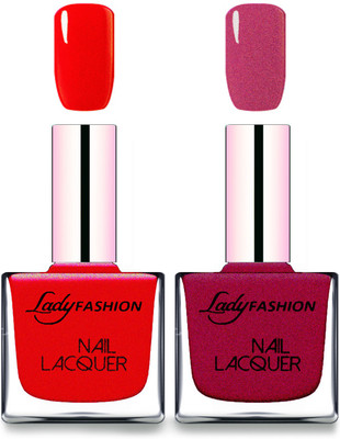 

Lady Fashion Cube Shaped Made In India Nail Polish Red, Maroon(Pack of 2)