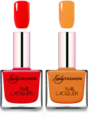 

Lady Fashion Cube Shaped Made In India Nail Polish Red, Nude(Pack of 2)