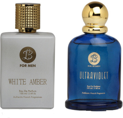 

Lyla Blanc Mens WHITE AMBER & Womens ULTRA VOILENT - (Set of 2 Perfume for Couple) (100ml each) Eau de Parfum - 100 ml(For Men & Women)