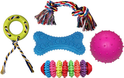 

JAINSONS PET PRODUCTS Dog & Puppy Multi Color Cotton, Rubber Chew Toy, Rubber Toy For Dog