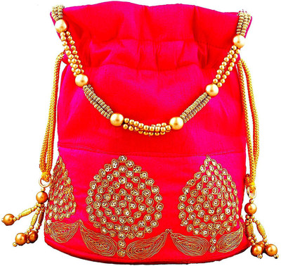 

Dms Retail Rajasthani Potli Bag For Wedding Satchel Bag For Women And Girls Pink Potli(Pink)